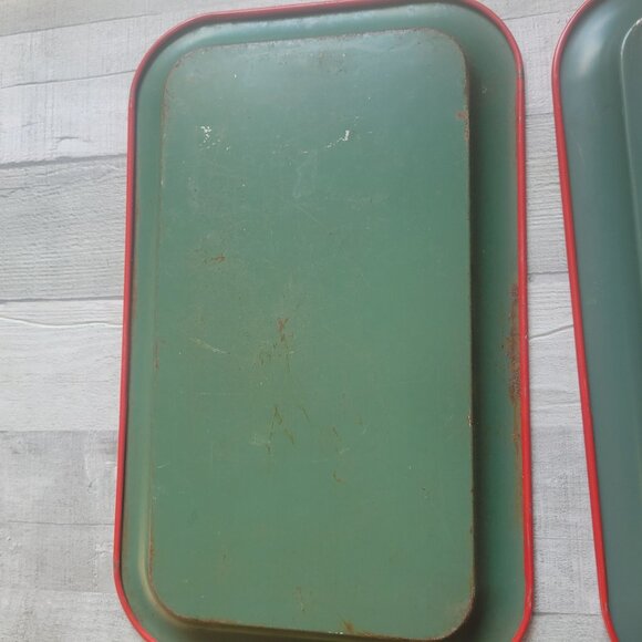 Vintage Metal Serving Trays Set Of 2 Strawberry Design Rectangular Red & Green - Picture 6 of 8